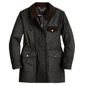 J. Crew Black Utility Jacket with Brown Corduroy Collar